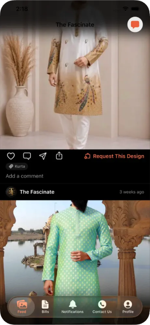 The Fascinate App home lookbook feed